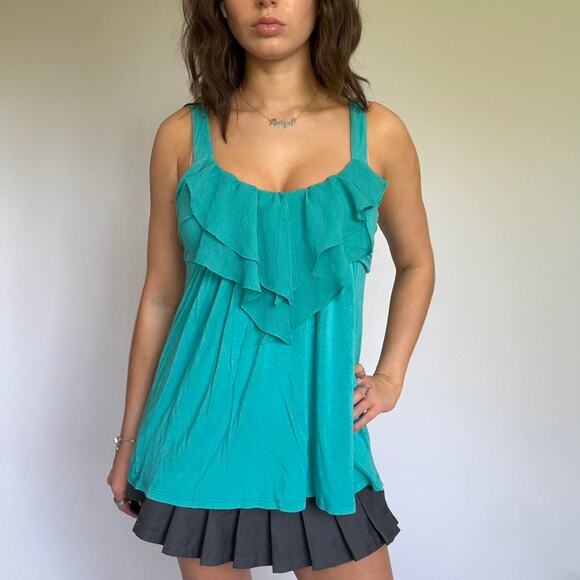 DMBM Turquoise Ruffle Tank Top - Picture 2 of 6